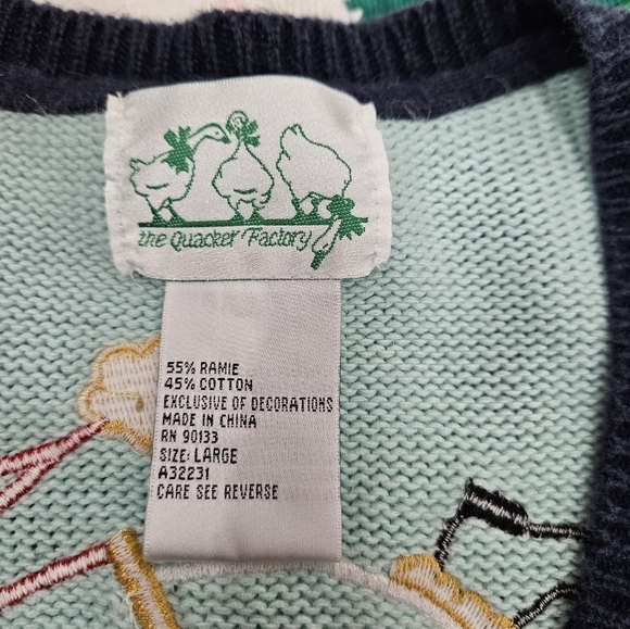 Quacker Factory Blue Button Up Snowman Christmas‎ Cardigan Size Large Women's - Picture 7 of 8